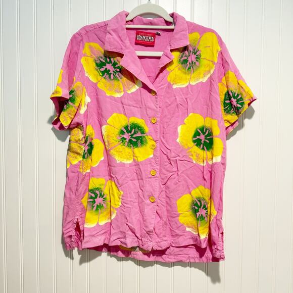 Big Bud Press Tops - Big Bud Press Pantry Button Up Pink Hawaiian Floral Print Size Medium